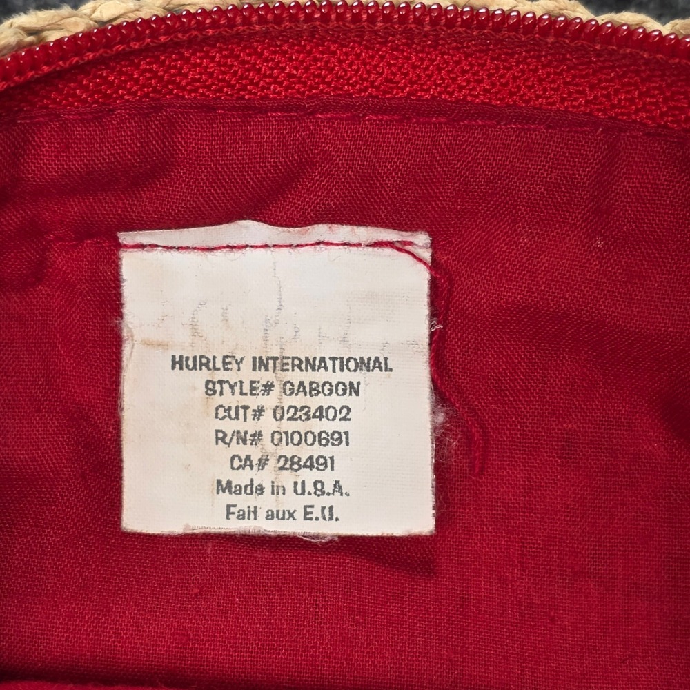 Vintage Hurley Woven Straw Shoulder Bag Women's Beige Red Lining Made in USA - Picture 4 of 7